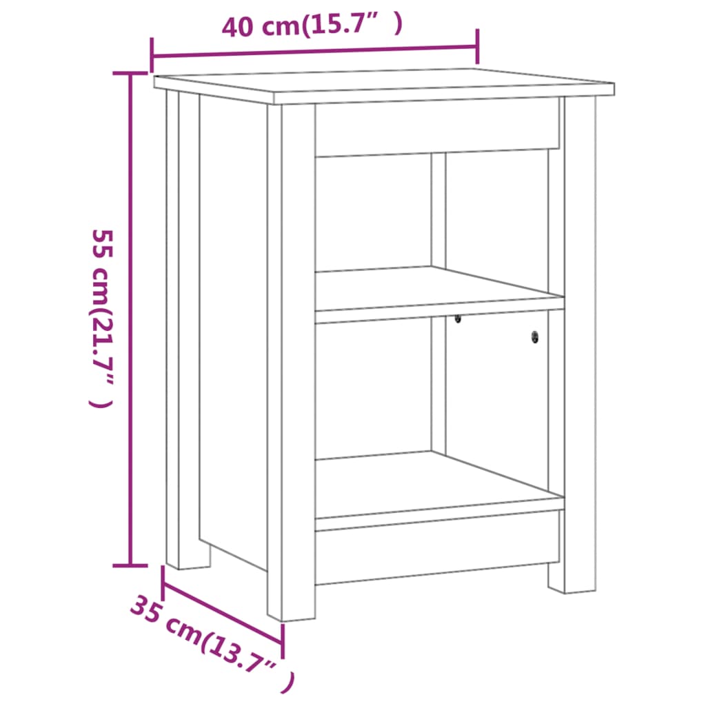 vidaXL Comodino Marrone Ambrato 40x35x55 cm in Legno Massello di Pino