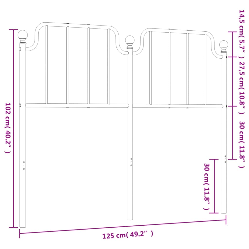 vidaXL Testiera in Metallo Bianco 120 cm