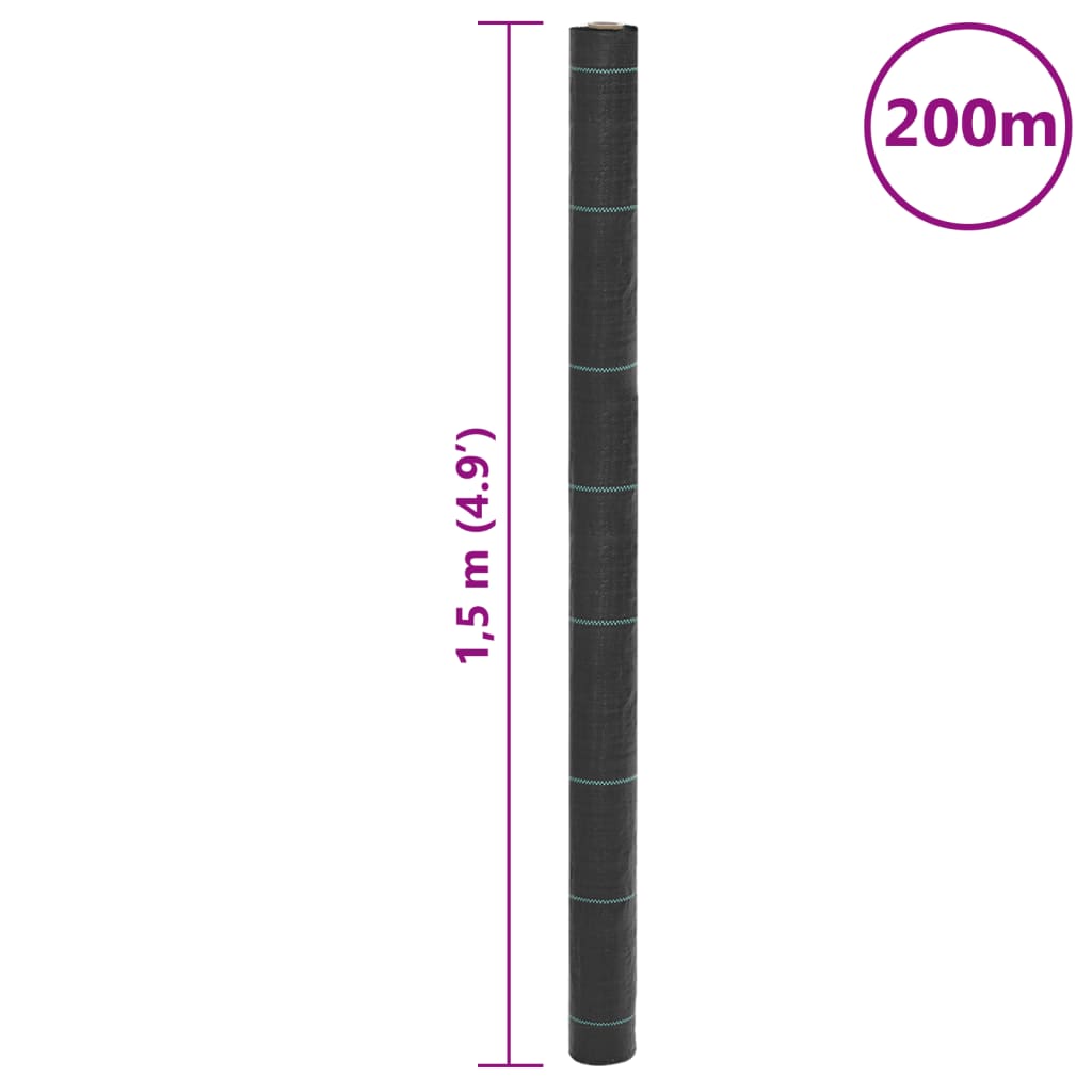 vidaXL Membrana Antierbacce Nera 1,5x200 m in PP