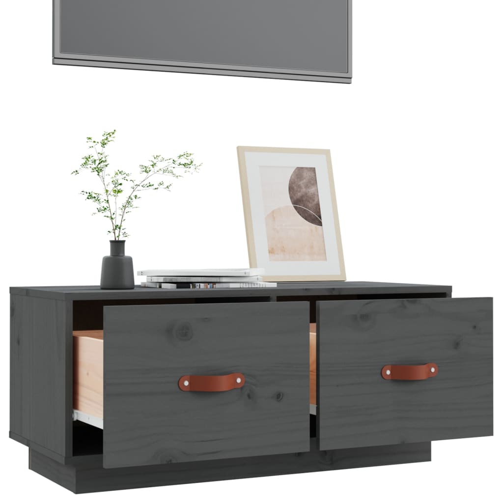 vidaXL Mobile Porta TV Grigio 80x34x35 cm in Legno Massello di Pino