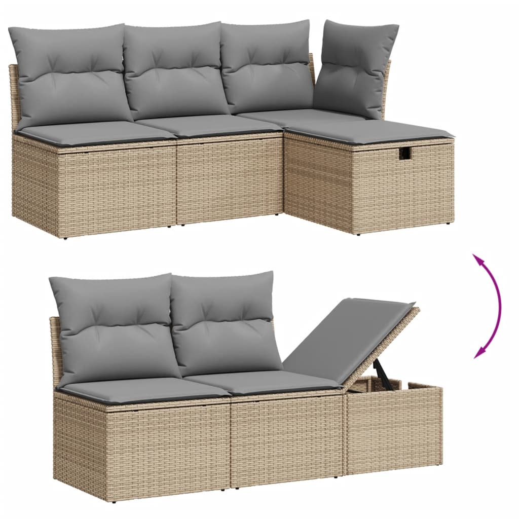 vidaXL Set Divano da Giardino 6 pz con Cuscini Beige Misto Polyrattan