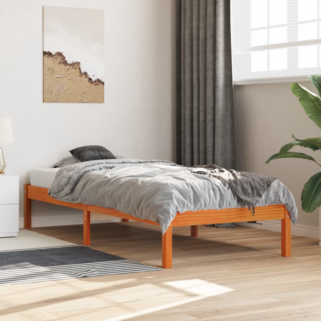 vidaXL Letto senza Materasso Marrone Cera 75x190 cm in Legno di Pino