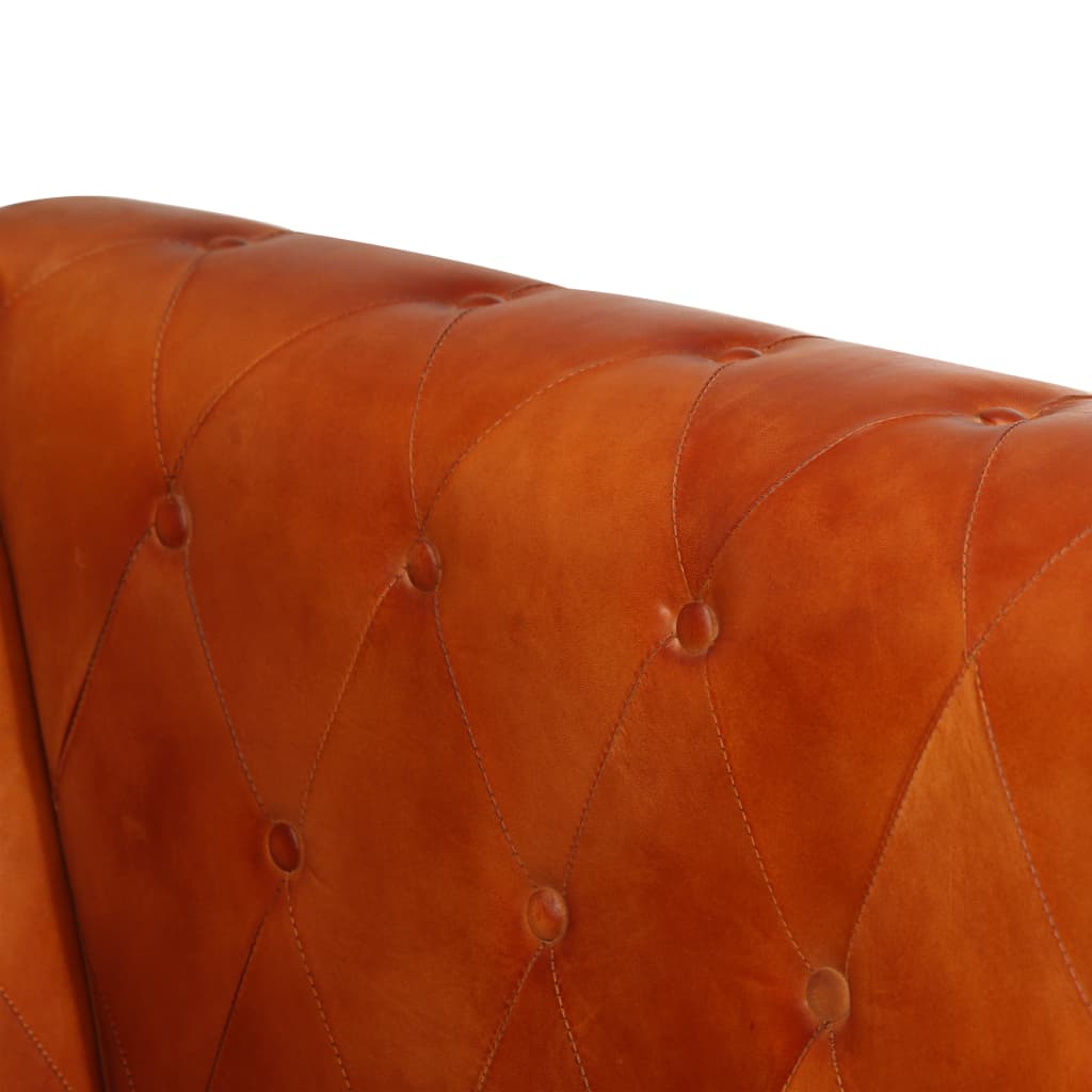 vidaXL Divano Chesterfield a 2 Posti Tanno in Vera Pelle