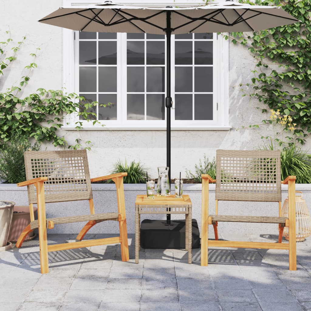 vidaXL Set da Bistrot 3 pz Beige in Polyrattan e Legno Massello Acacia