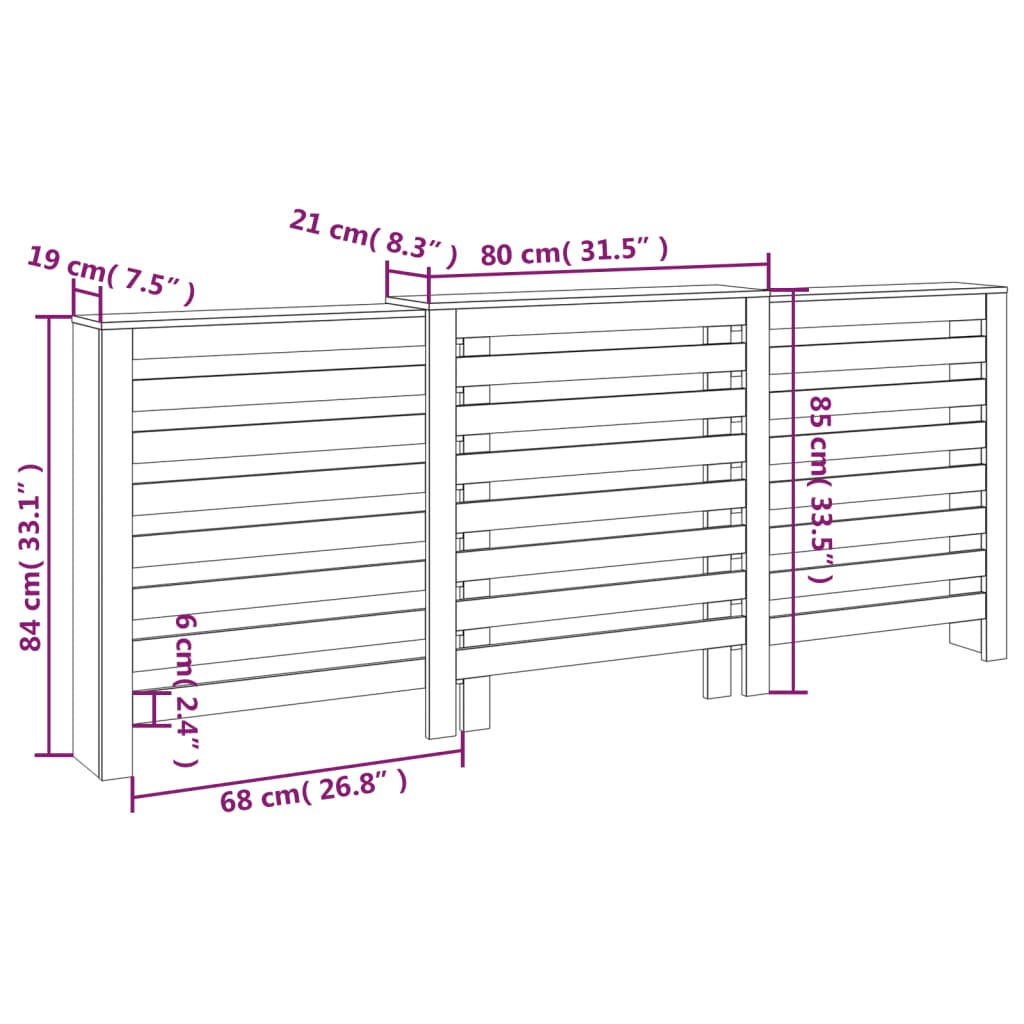 vidaXL Copertura Termosifone 210x21x85 cm in Legno Massello di Pino