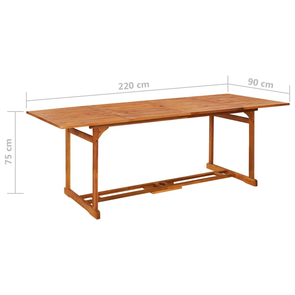 vidaXL Set da Pranzo da Giardino 9 pz 220x90x75 cm Massello di Acacia