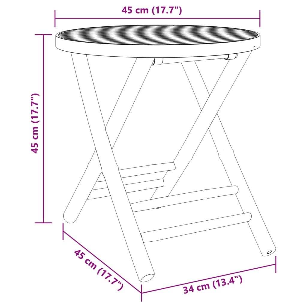 vidaXL Set da Bistrot Pieghevole 3pz con Cuscini Grigio Scuro Bambù