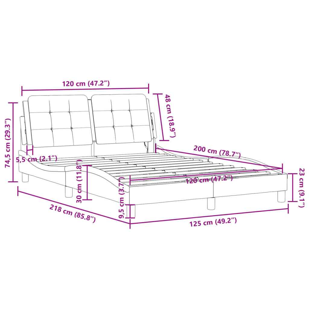 vidaXL Giroletto con Luci LED Bianco 120x200 cm in Similpelle