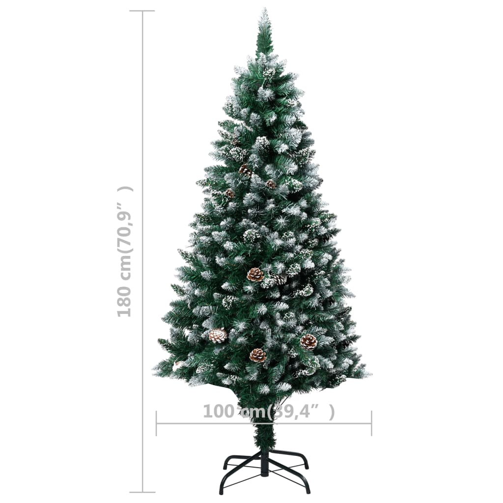 vidaXL Albero di Natale Artificiale con Pigne e Neve Bianca 180 cm