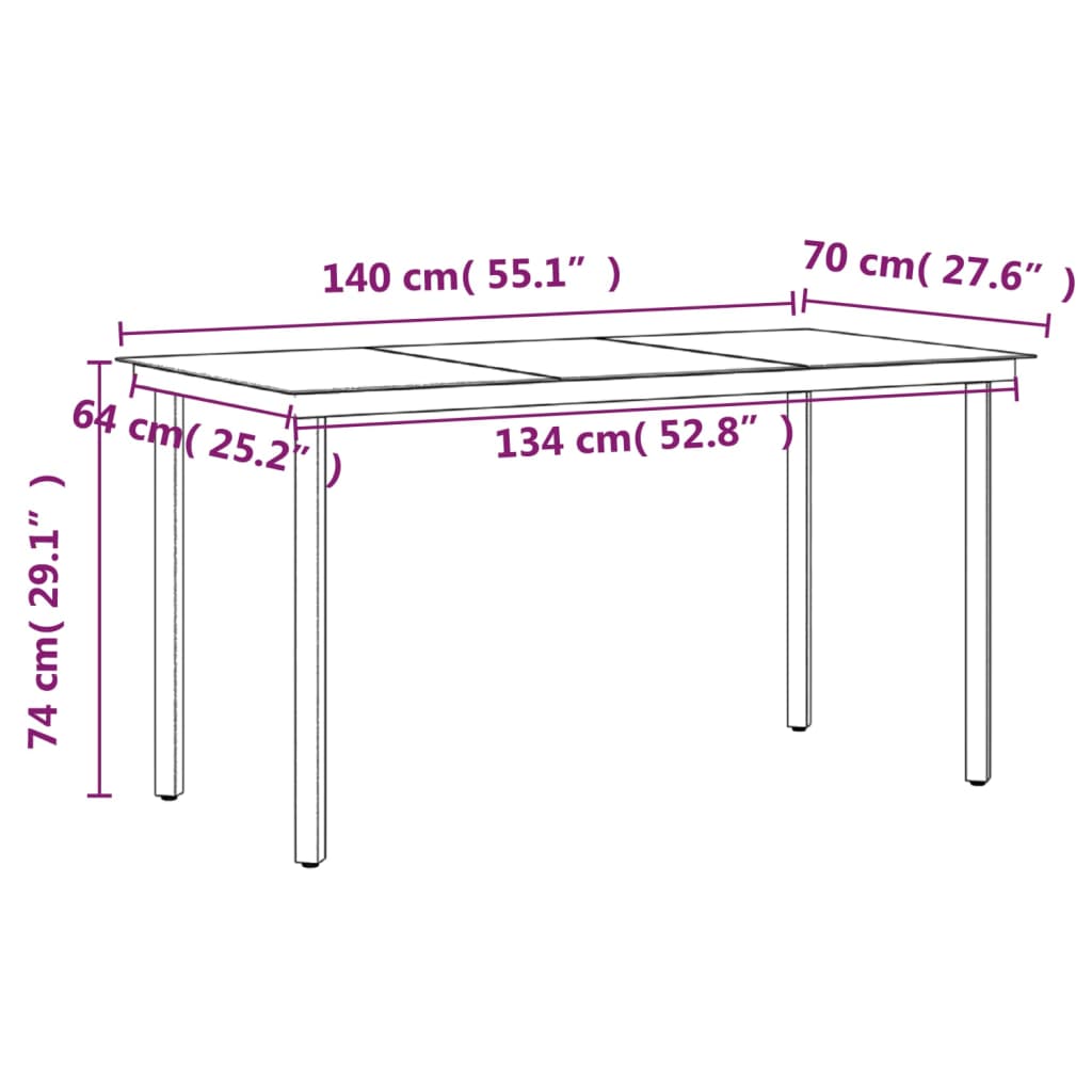 vidaXL Set da Pranzo da Giardino 7 pz con Cuscini Nero