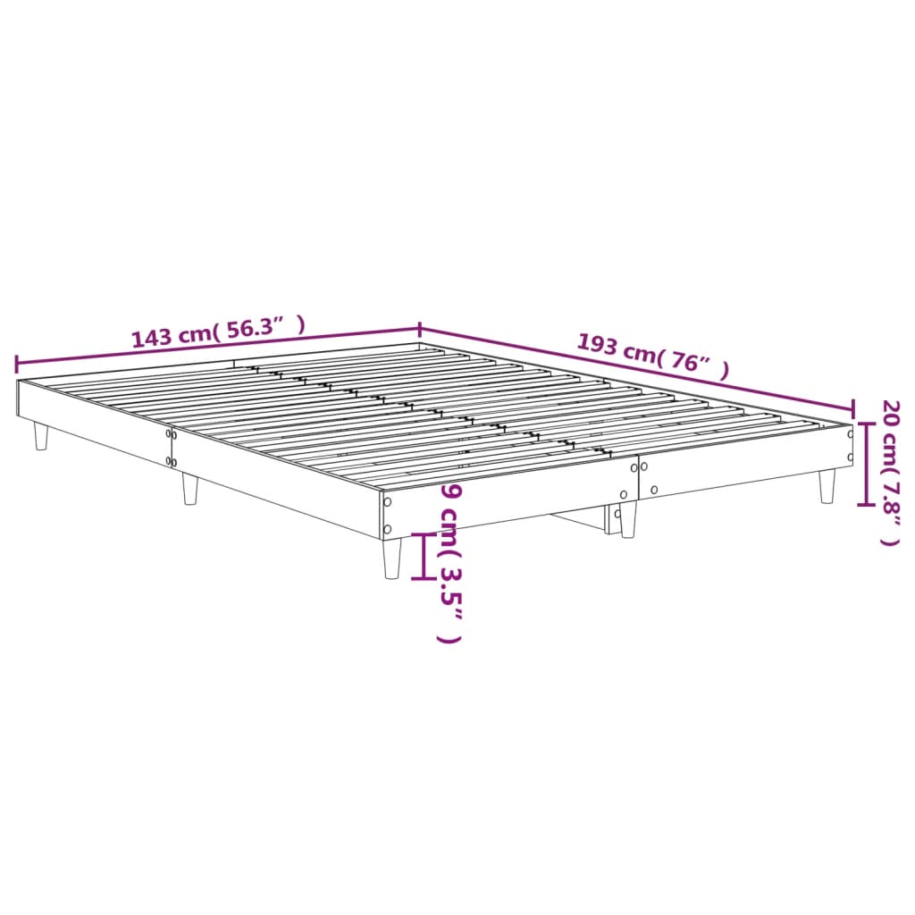 vidaXL Giroletto Bianco 140x190 cm in Legno Multistrato