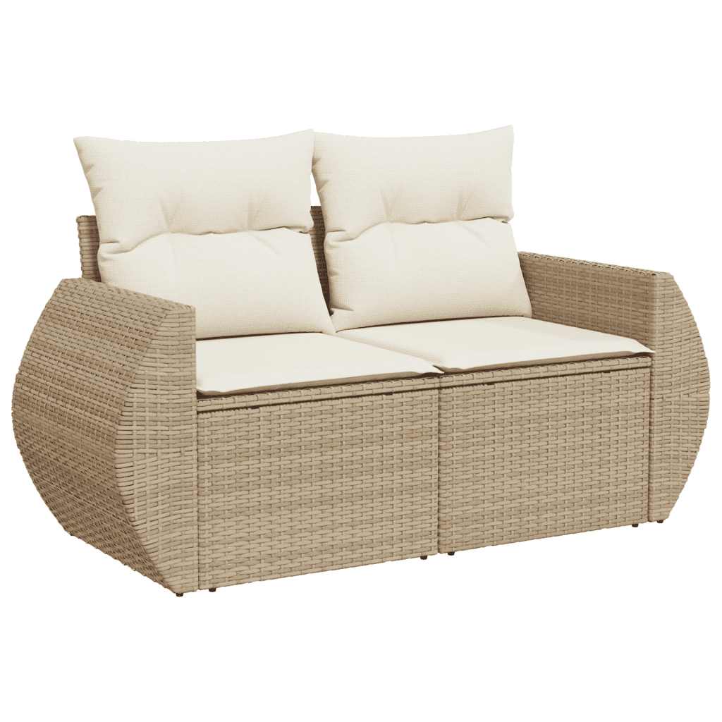 vidaXL Set Divani da Giardino 7 pz con Cuscini Beige in Polyrattan