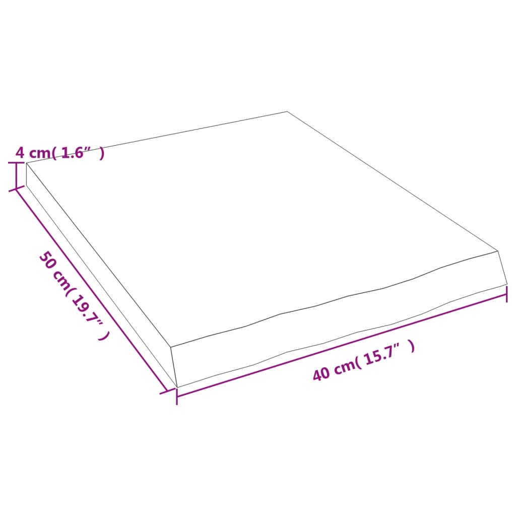 vidaXL Ripiano a Parete 40x50x(2-4) cm Massello Rovere Non Trattato