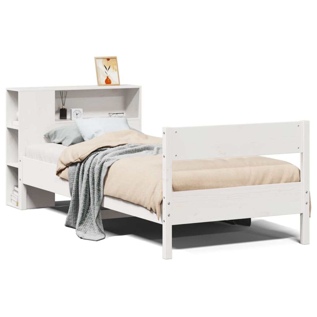 vidaXL Letto Libreria senza Materasso Bianco 100x200 cm Legno di Pino