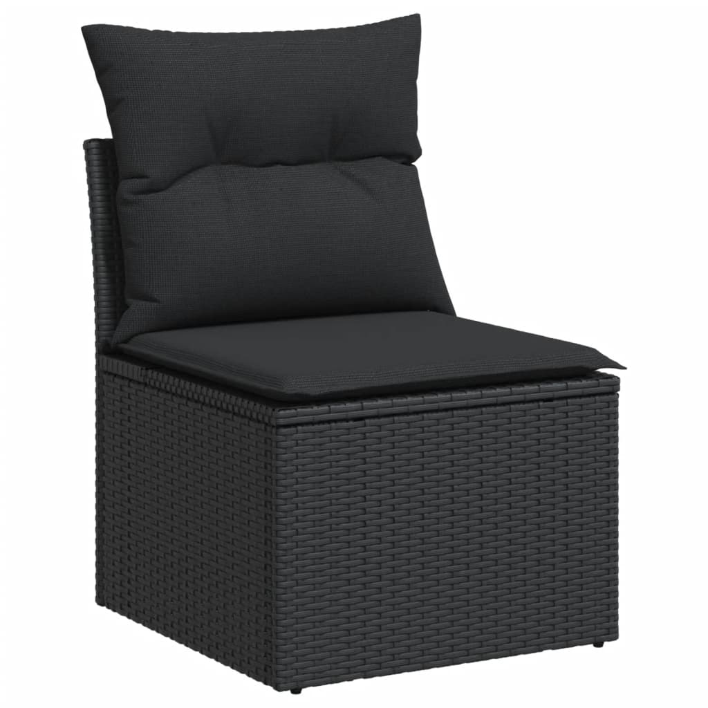 vidaXL Set Divani da Giardino 3 pz con Cuscini in Polyrattan Nero