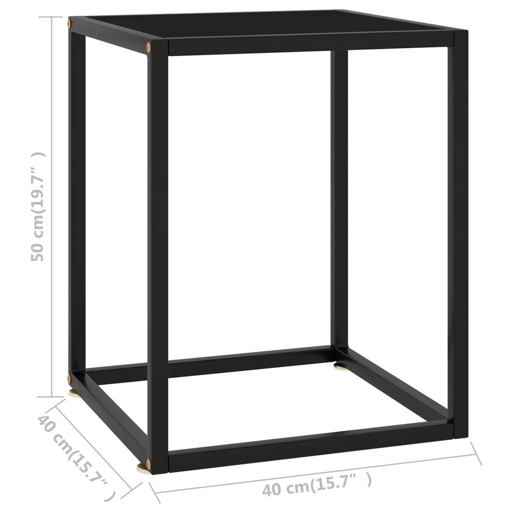 vidaXL Tavolino da Salotto Nero con Vetro Nero 40x40x50 cm