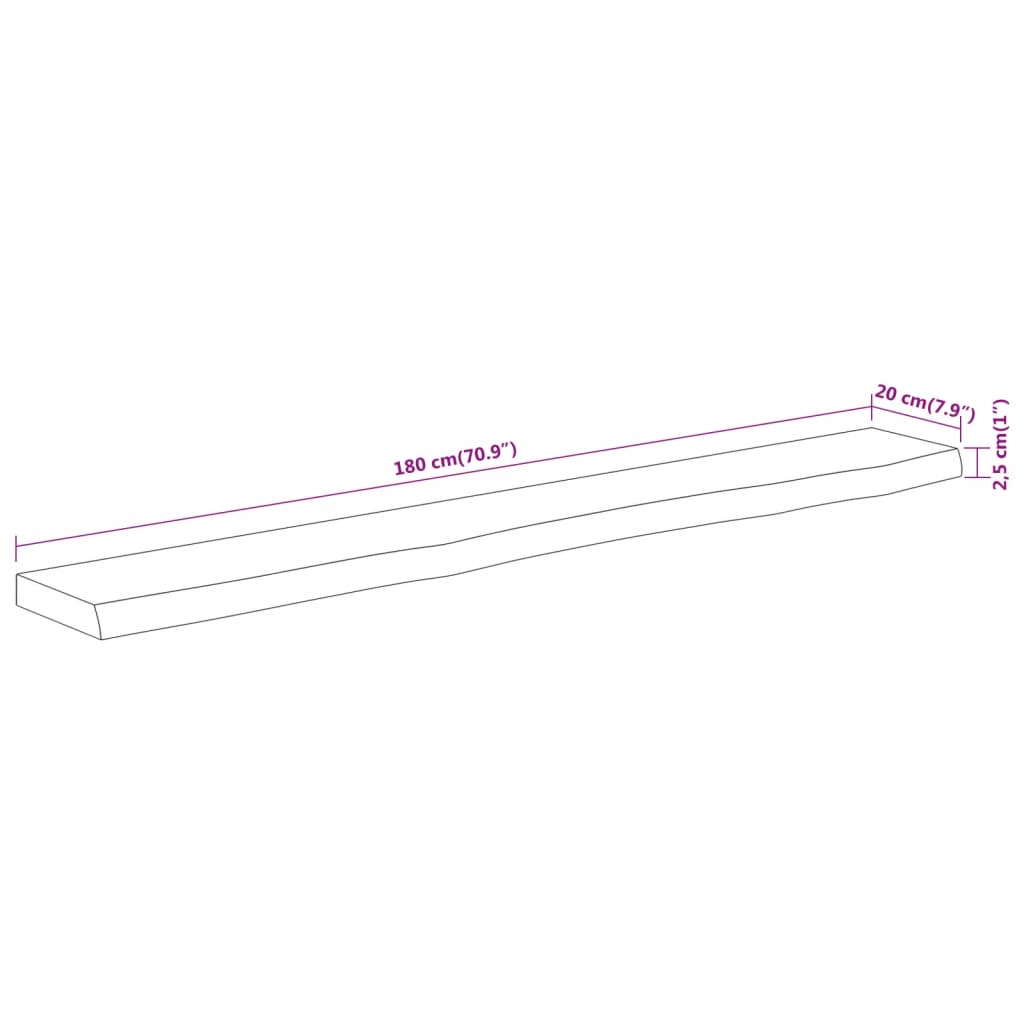 vidaXL Mensola Muro 180x20x2,5cm Rettangolare Legno Acacia Bordi Vivi