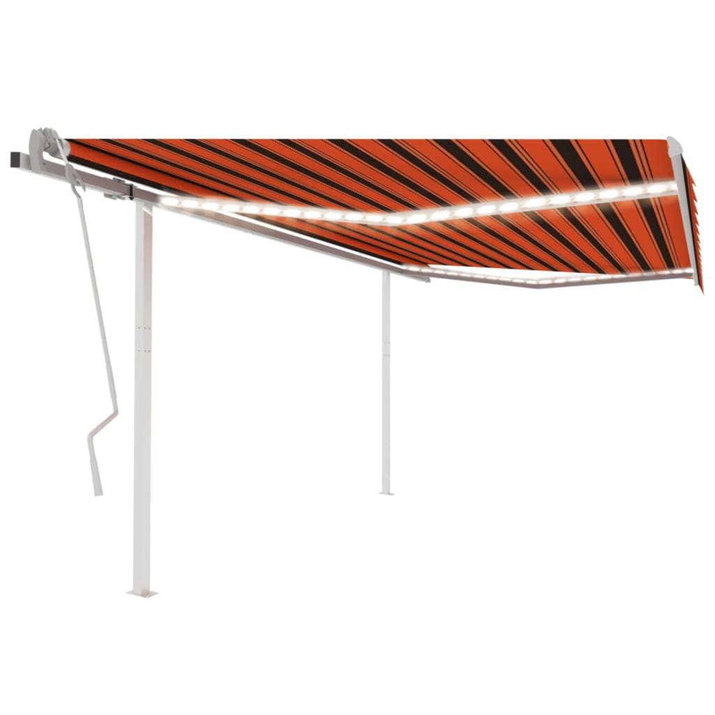 vidaXL Tenda da Sole Manuale con LED 4x3,5 m Arancione e Marrone