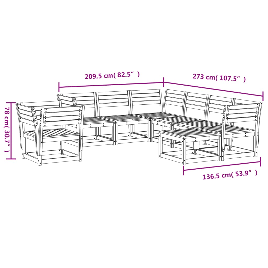 vidaXL Set Salotto da Giardino 8 pz in Legno Massello di Douglas