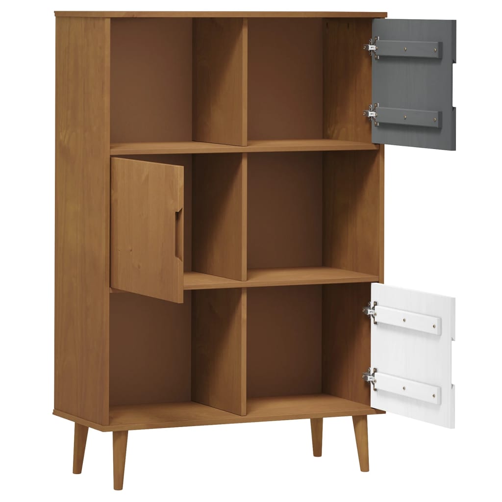 vidaXL Libreria MOLDE Marrone 90x35x133,5 cm in Legno Massello di Pino