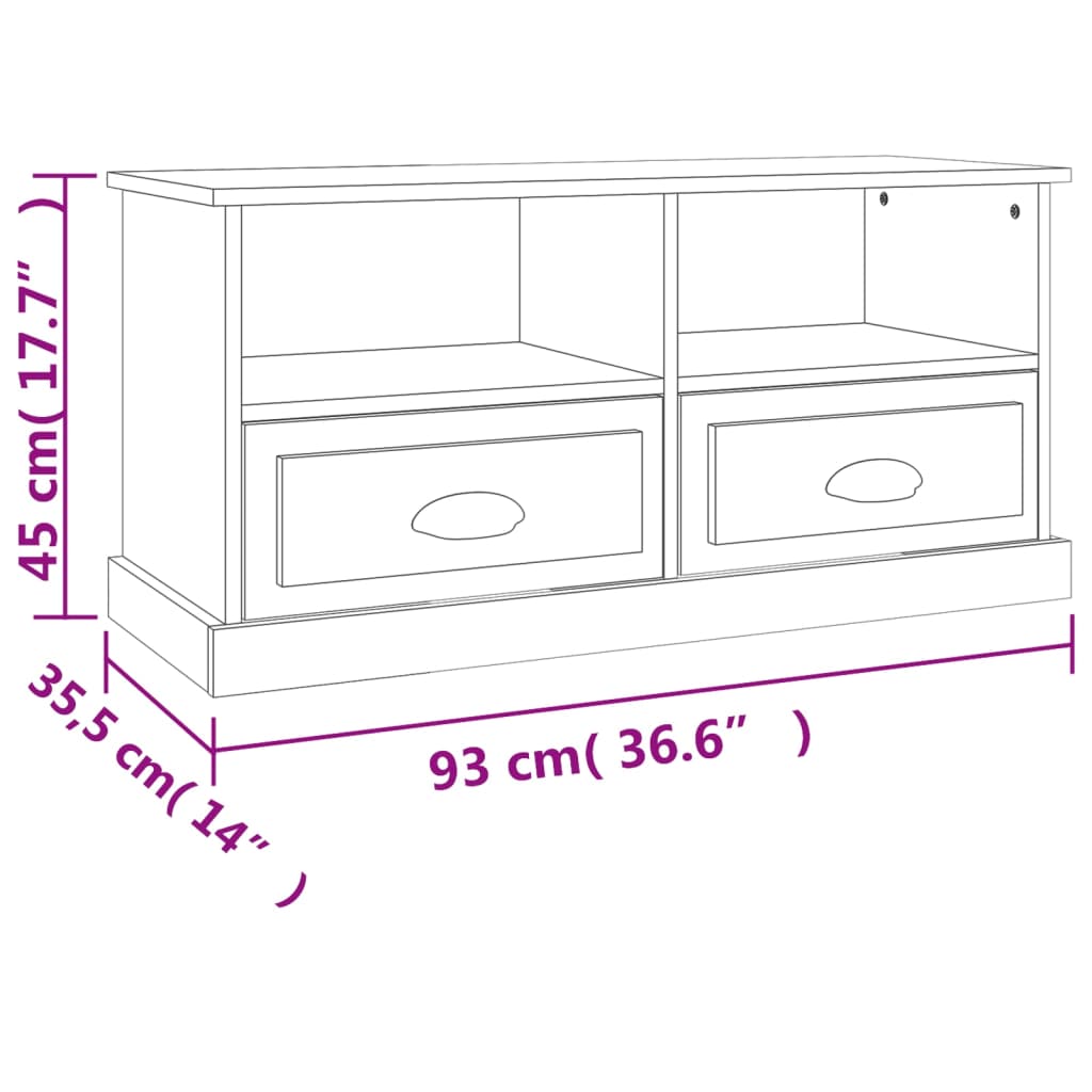 vidaXL Mobile Porta TV Bianco 93x35,5x45 cm in Legno Multistrato