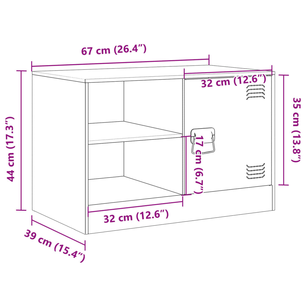 vidaXL Mobile TV Antracite 67x39x44 cm in Acciaio