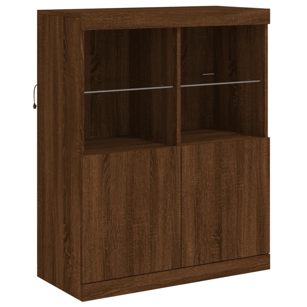 vidaXL Credenza con Luci LED Rovere Marrone 81x37x100 cm