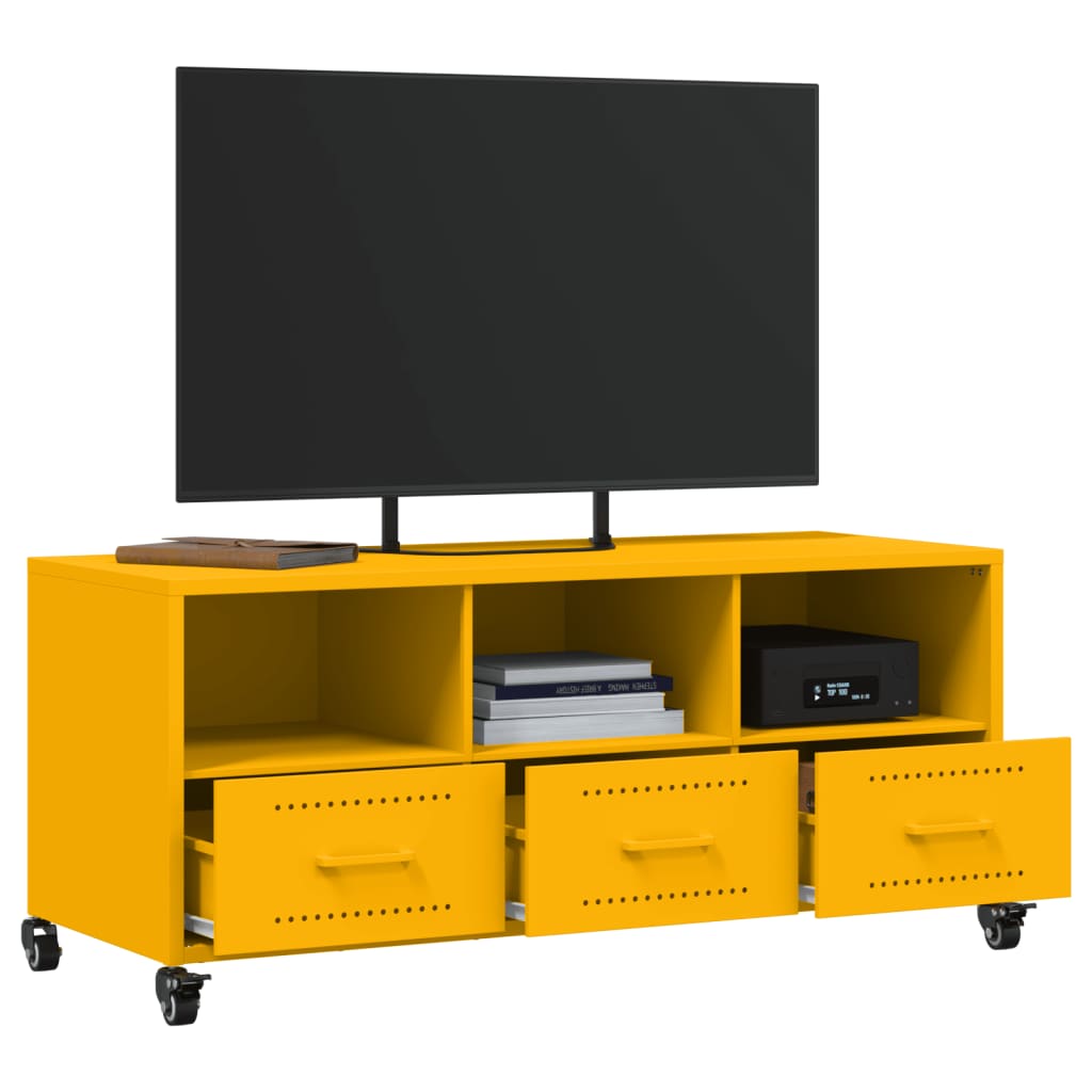 vidaXL Mobile TV Giallo Senape 100,5x39x43,5 cm in Acciaio