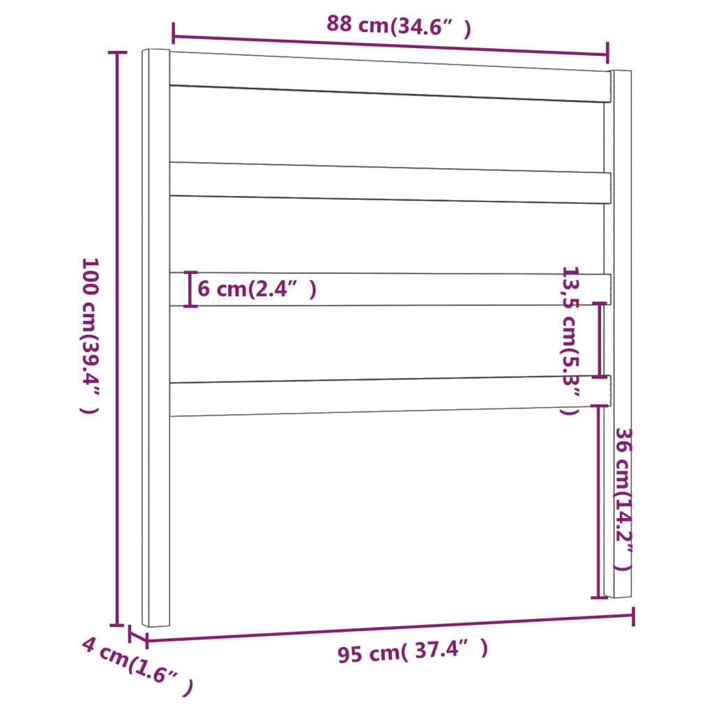 vidaXL Testiera per Letto Ambra 95x4x100 cm in Legno Massello di Pino