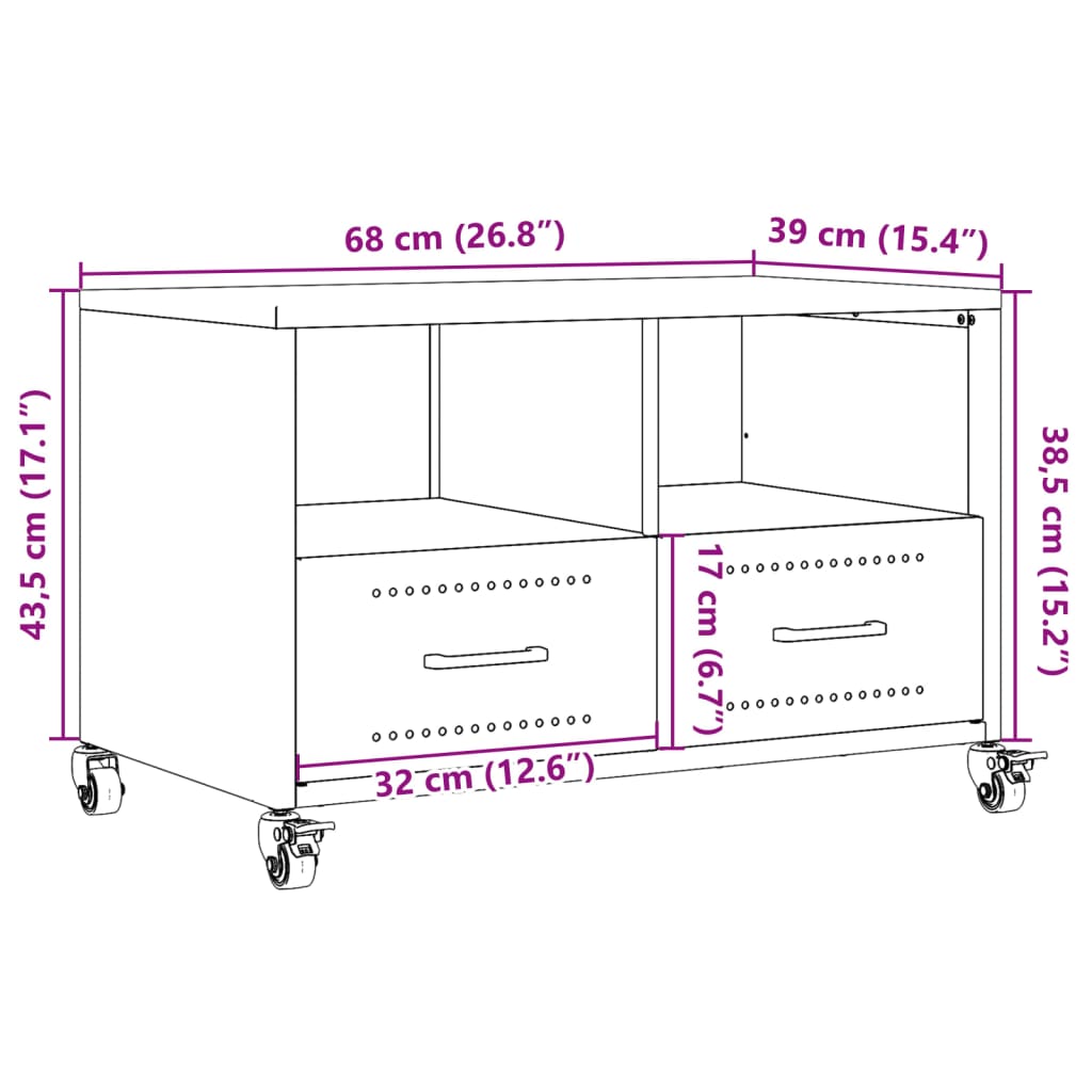 vidaXL Mobile TV Rosa 68x39x43,5 cm in Acciaio