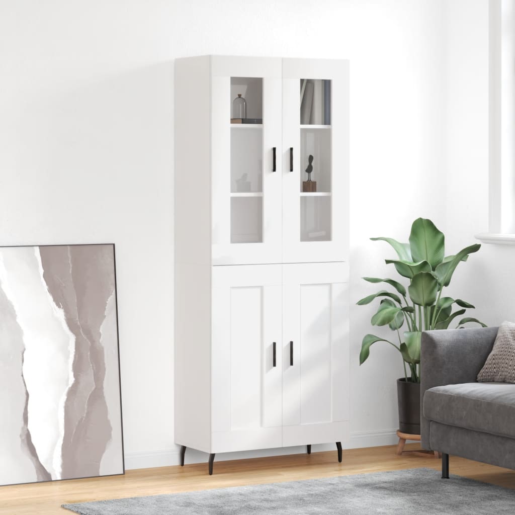 vidaXL Credenza Bianco Lucido 69,5x34x180 cm in Legno Multistrato