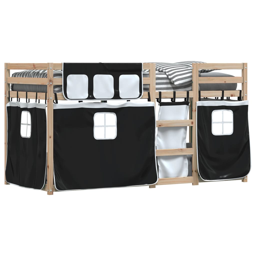 vidaXL Letto a Castello senza Materasso Bianco e Nero 80x200cm in Pino