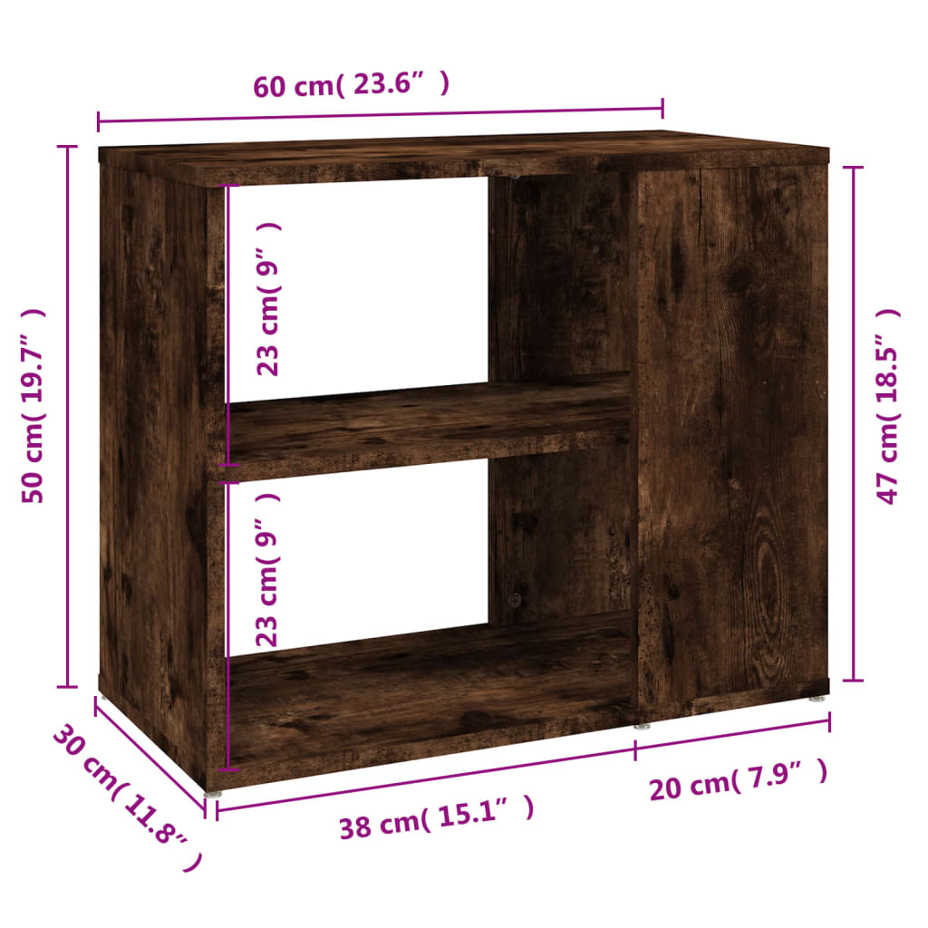 vidaXL Mobiletto Laterale Rovere Fumo 60x30x50 cm in Legno Multistrato