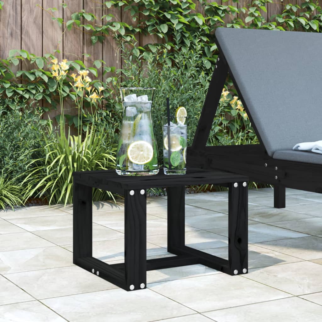 vidaXL Tavolino da Giardino Nero 40x38x28,5 cm Legno Massello Pino