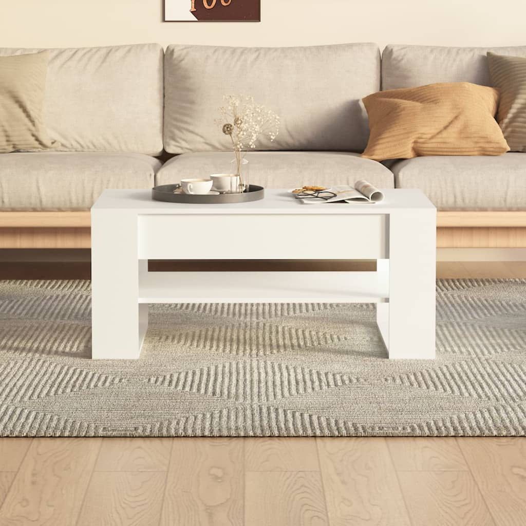 vidaXL Tavolino da Salotto Bianco 102x55x45 cm in Legno Multistrato