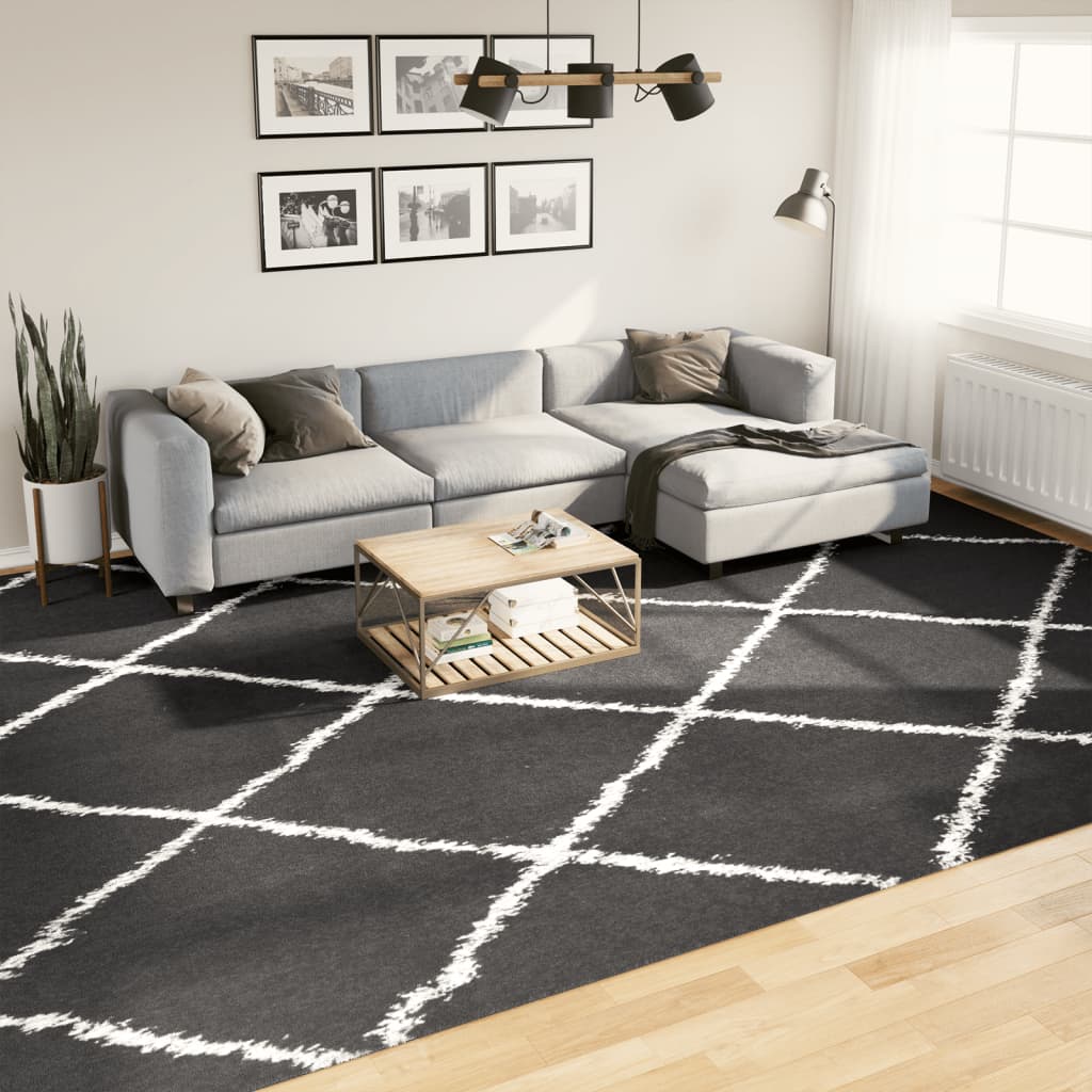 vidaXL Tappeto Shaggy PAMPLONA a Pelo Lungo Nero e Crema 300x400 cm