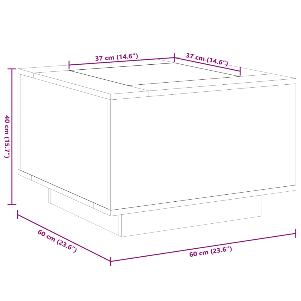 vidaXL Tavolino Salotto con LED Bianco 60x60x40 cm Legno Multistrato