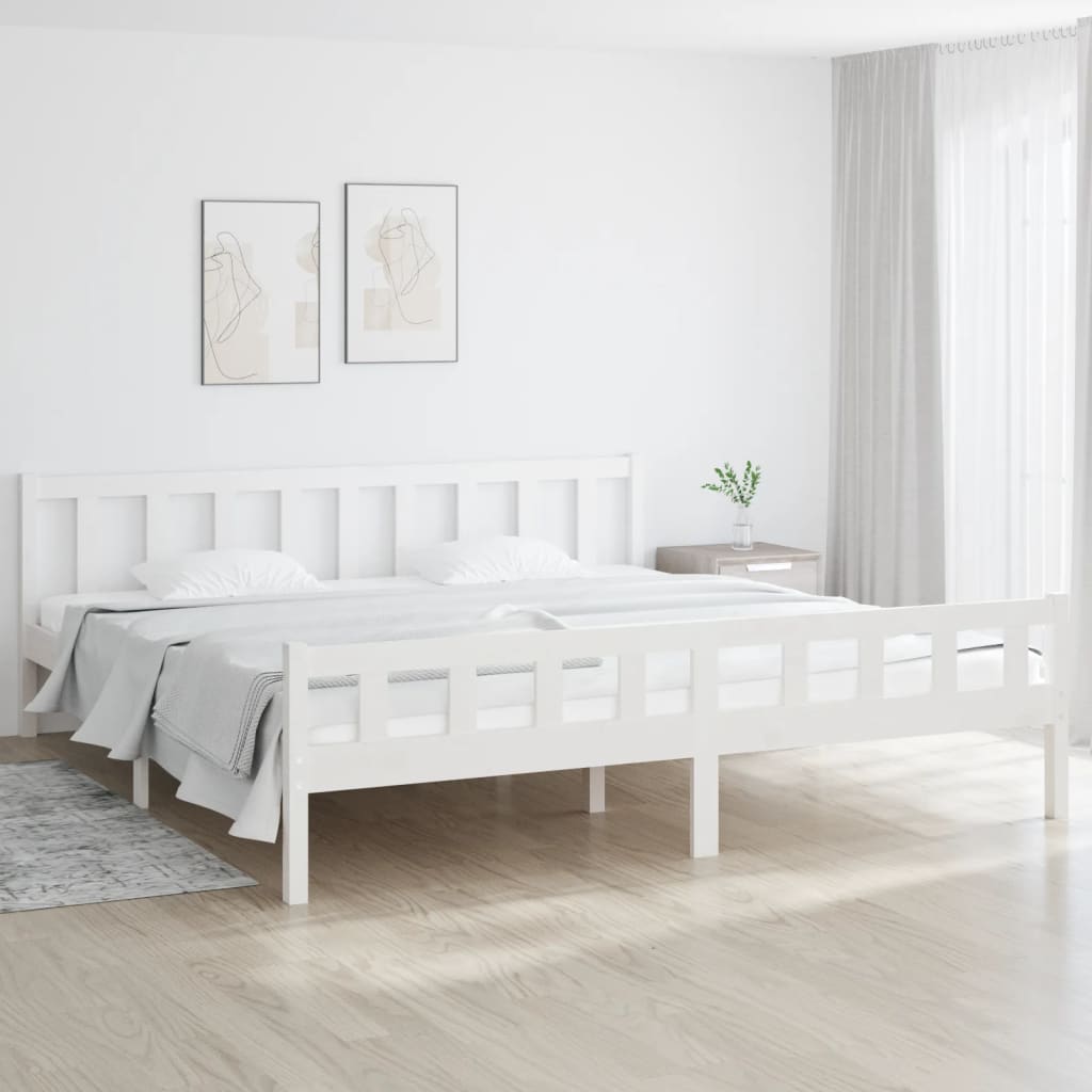 vidaXL Giroletto Bianco in Legno Massello 160x200 cm