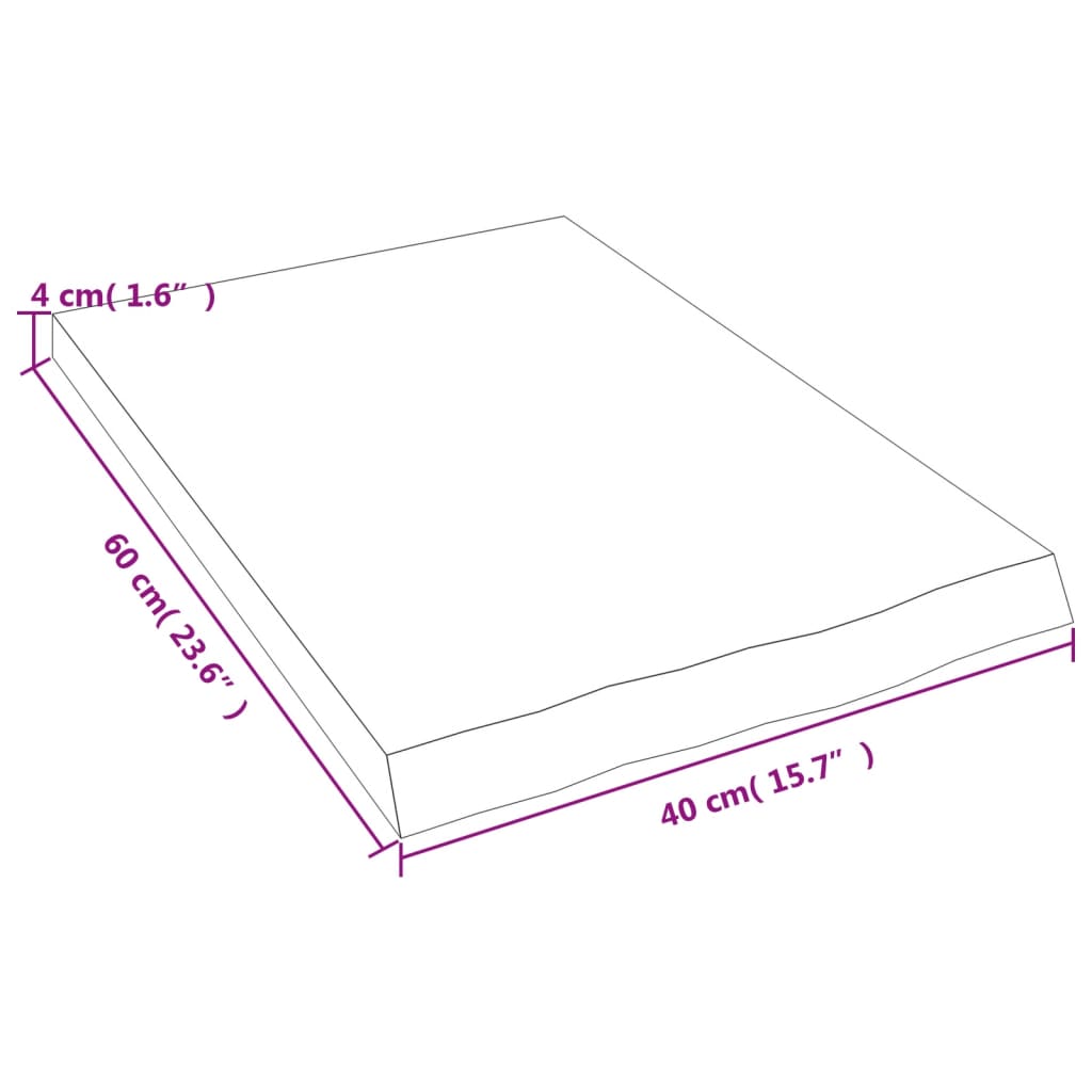 vidaXL Piano Bagno 40x60x(2-4) cm in Legno Massello Non Trattato