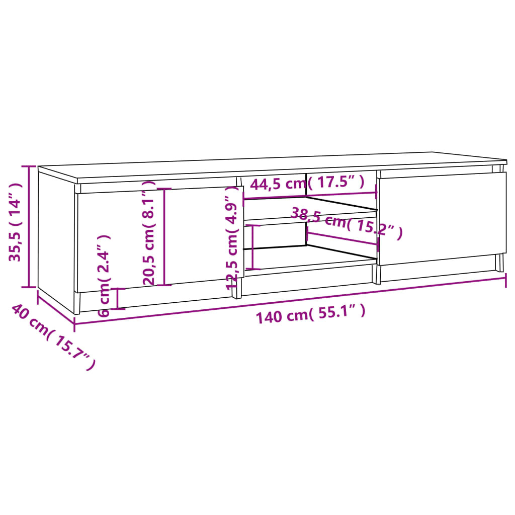 vidaXL Mobile TV Rovere Fumo 140x40x35,5 cm in Legno Multistrato