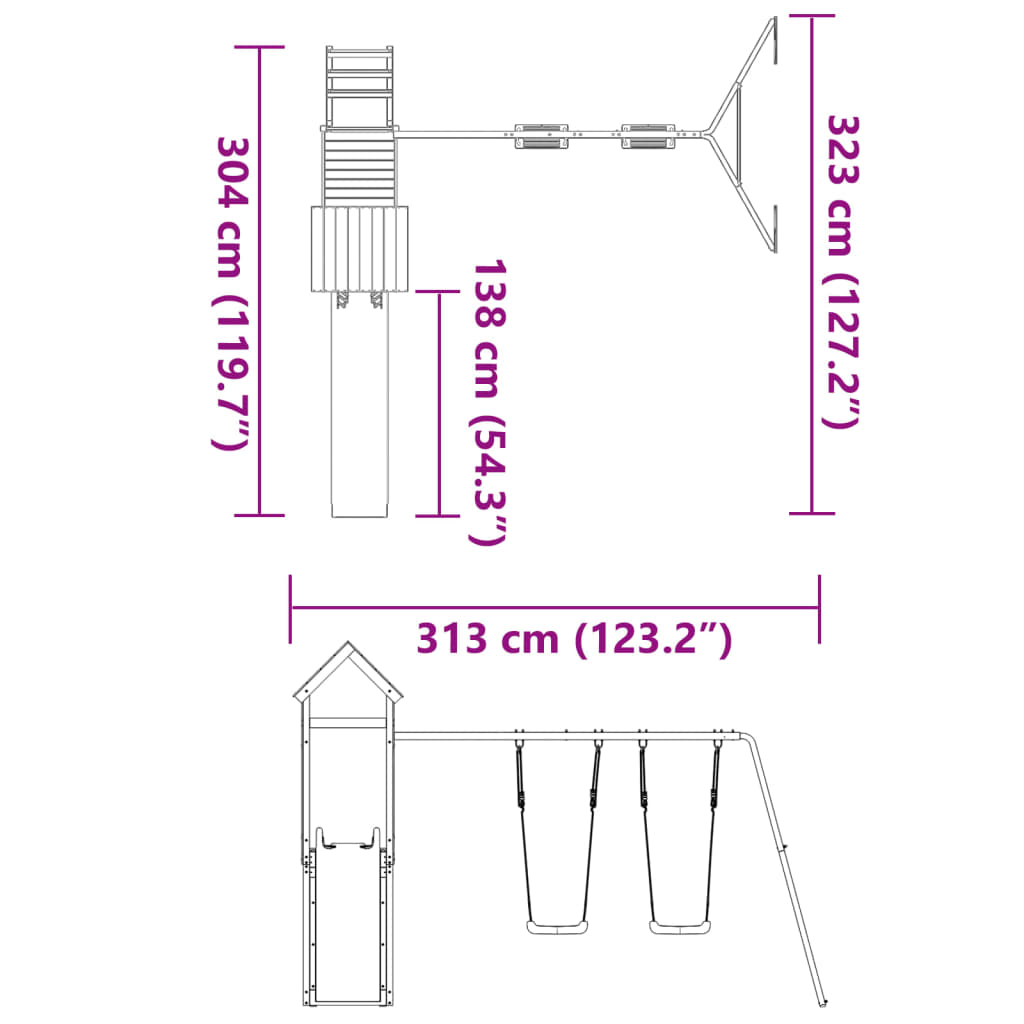 vidaXL Set da Gioco da Esterno in Legno Massello di Pino