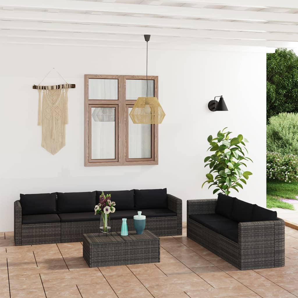 vidaXL Set Divani da Giardino 8 pz con Cuscini in Polyrattan Grigio