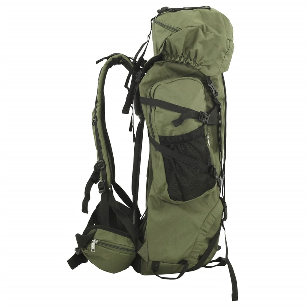 vidaXL Zaino da Trekking Verde Militare 60 L in Tessuto Oxford