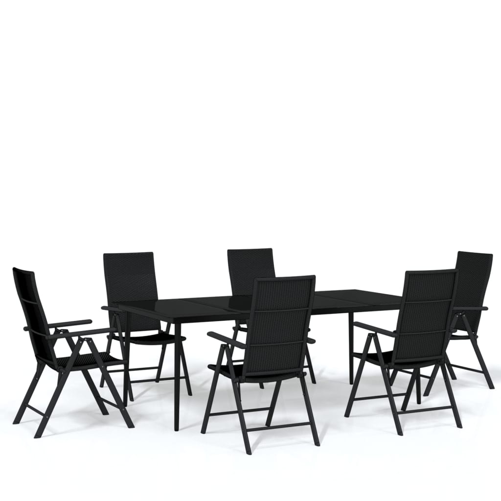 vidaXL Set Mobili da Pranzo per Giardino 7 pz Nero