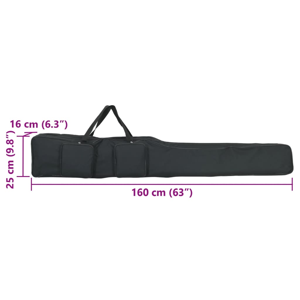 vidaXL Borsa per Canna da Pesca Nera 160 cm in Tessuto Oxford