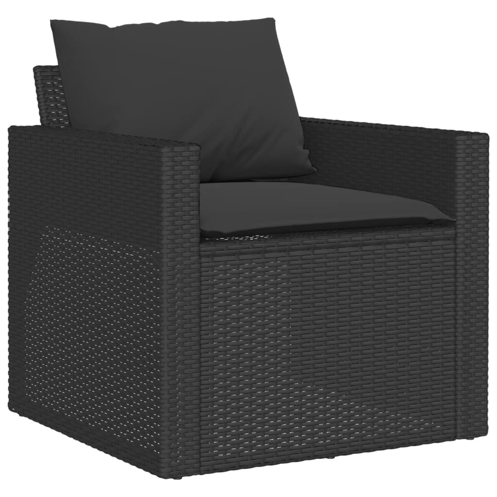 vidaXL Set Divani da Giardino 4 pz con Cuscini Nero in Polyrattan