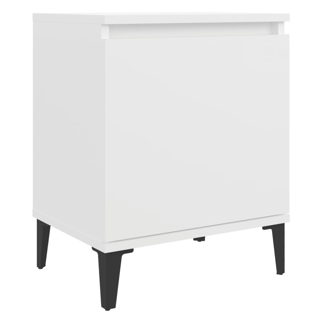 vidaXL Comodino con Gambe in Metallo Bianco 40x30x50 cm