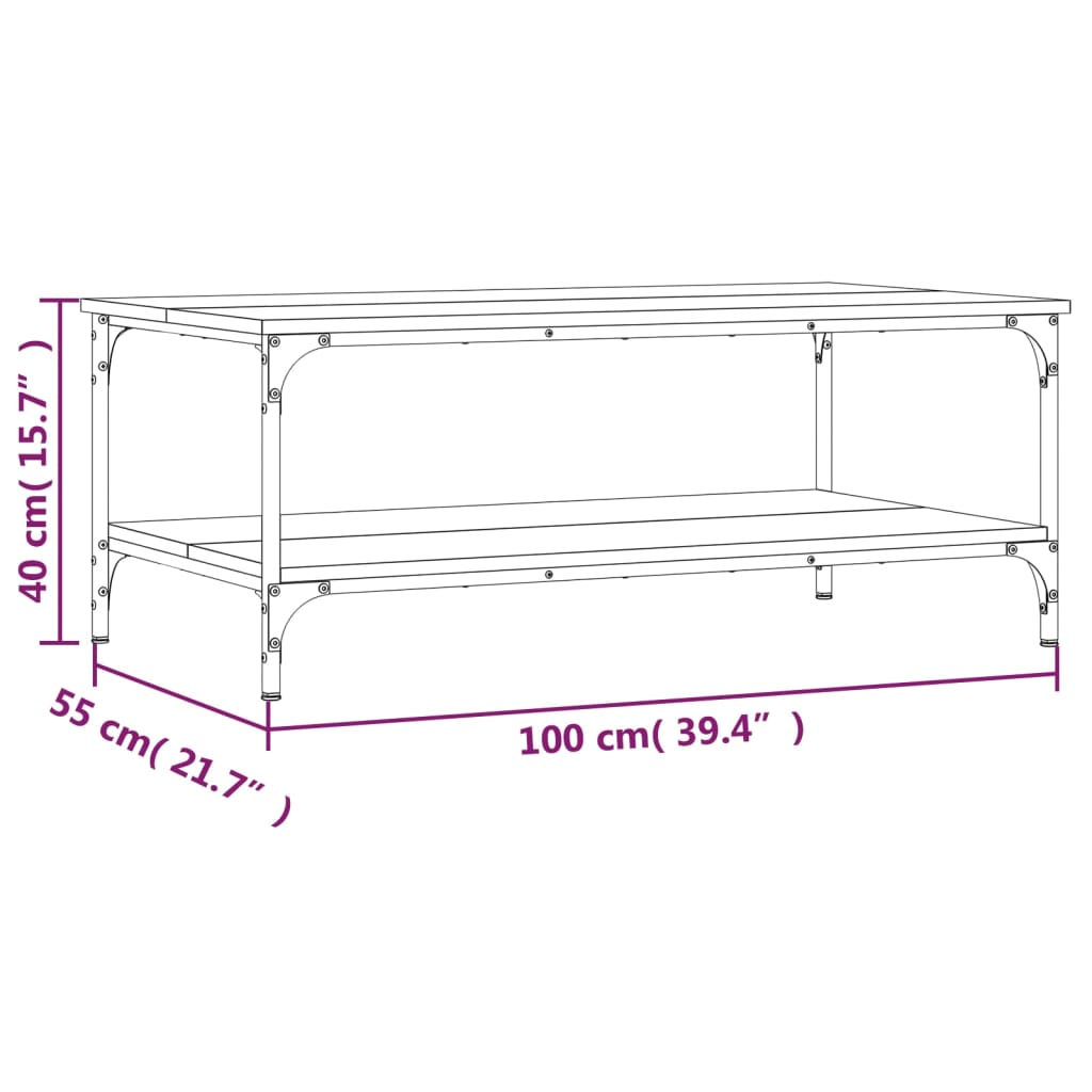 vidaXL Tavolino da Salotto Grigio Sonoma 100x55x40cm Legno Multistrato