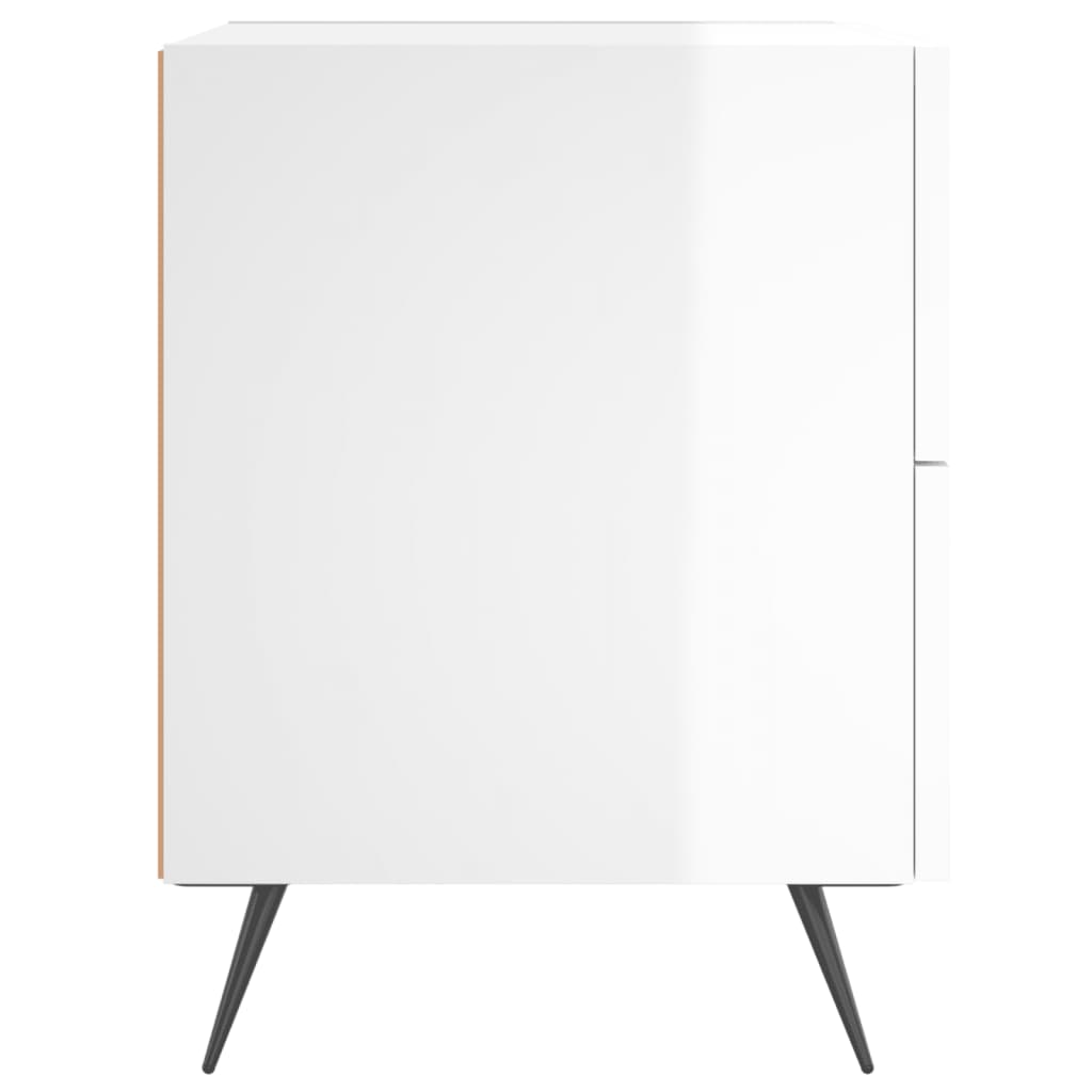 vidaXL Comodino Bianco Lucido 40x35x47,5 cm in Legno Multistrato