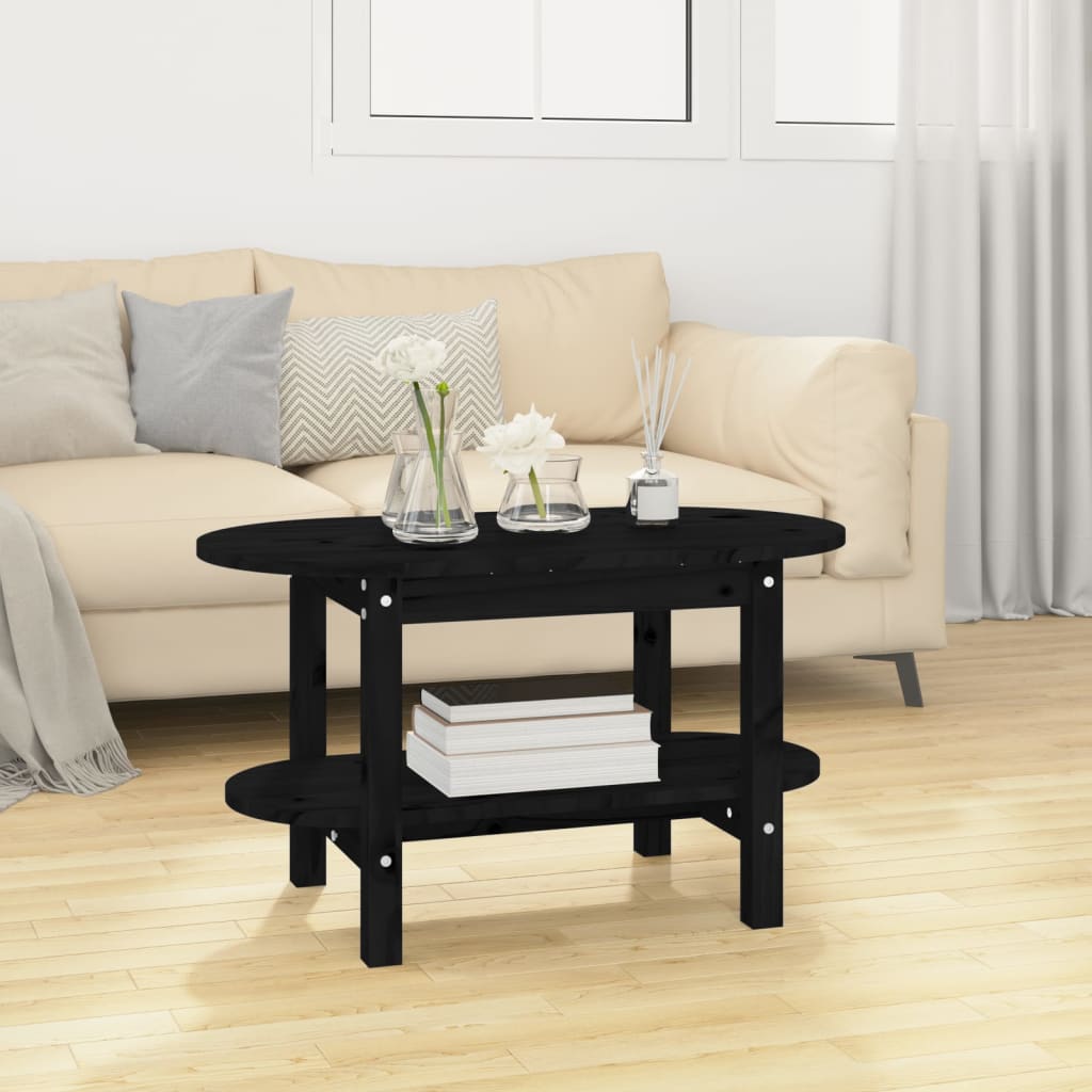 vidaXL Tavolino da Salotto Nero 80x45x45 cm in Legno Massello di Pino